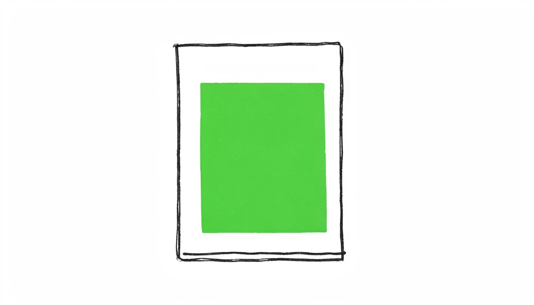 Dibujo lineal a tinta de un documento con sello, en tonos grises y verdes, estilo minimalista